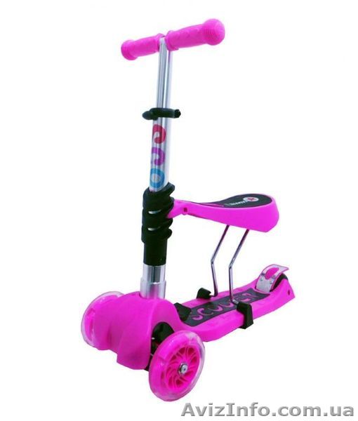 Музыкальный Самокат Scooter 3в1 розовый - <ro>Изображение</ro><ru>Изображение</ru> #1, <ru>Объявление</ru> #1416089